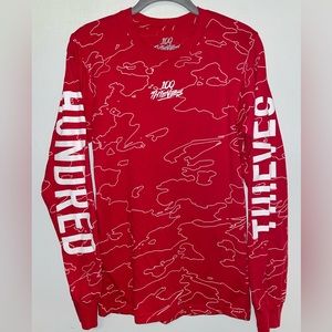 ‼️100 Thieves♦️red geography long sleeve unisex tee size XS